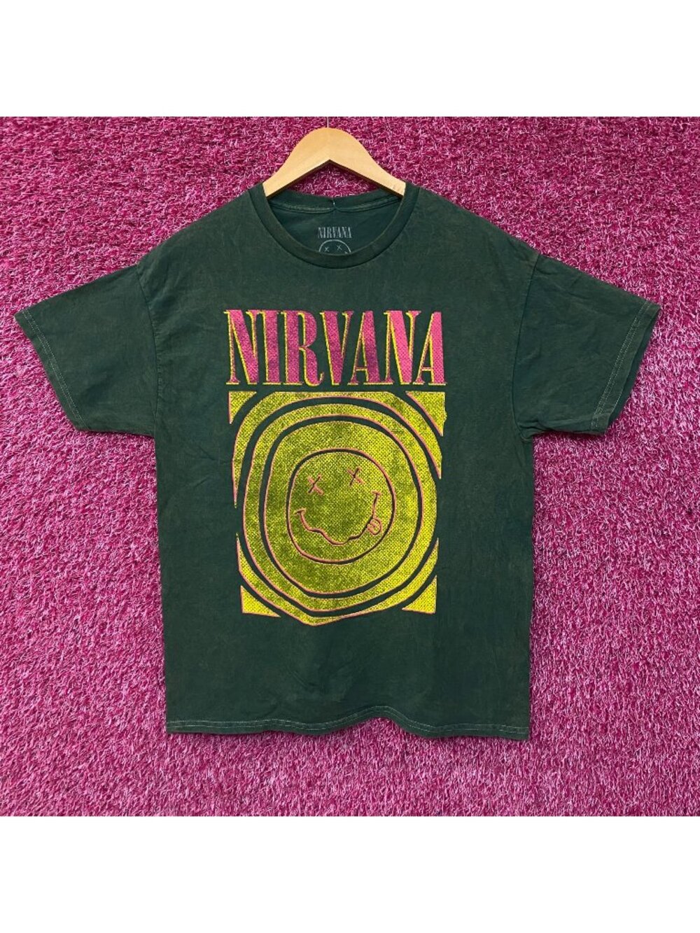 Nirvana Nevermind Album Dead Smiley Face Logo T-Shirt Large